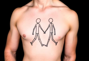 stick figures walking holding hands tattoo idea