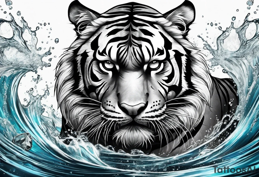 Tiger in water tattoo idea