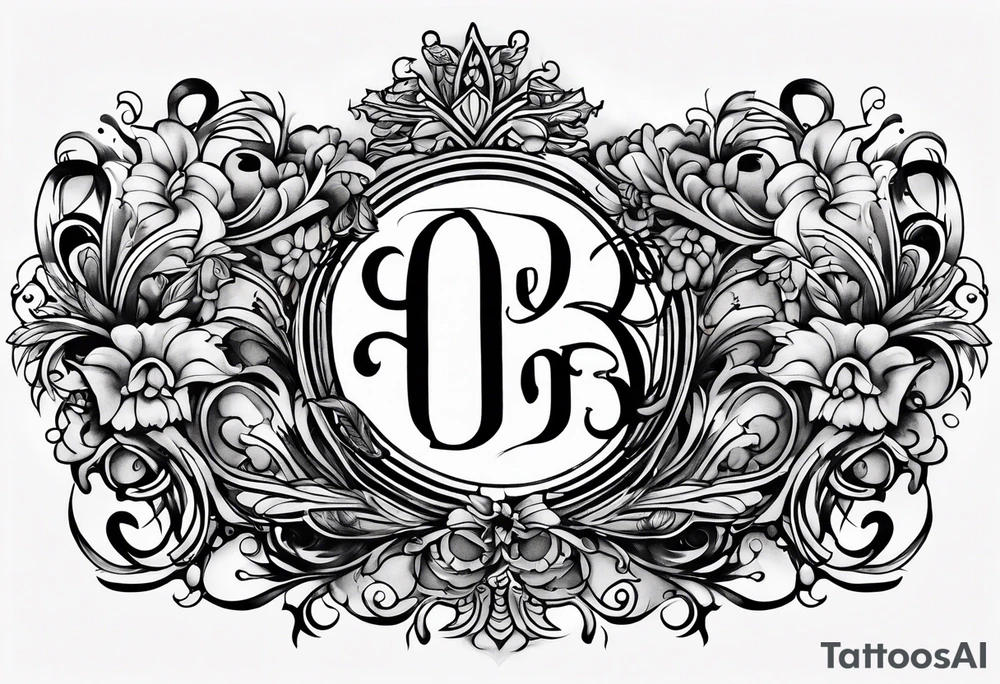 Cool image of initials “Dgb 3” tattoo idea