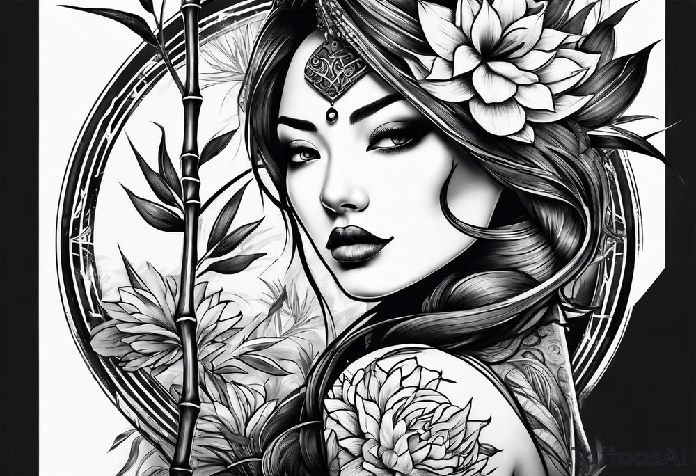 large bamboo tattoo idea