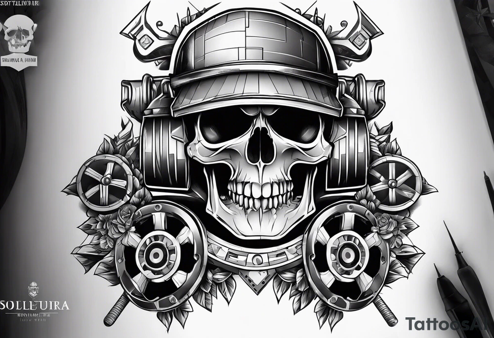 Mechanic skull tattoo idea