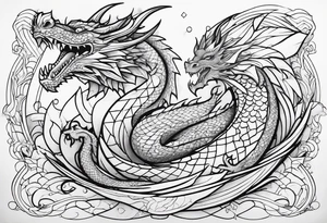 Geometric aquatic dragon cute tattoo idea