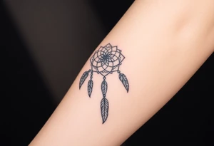 dreamcatcher, with feathers, authentic tattoo idea