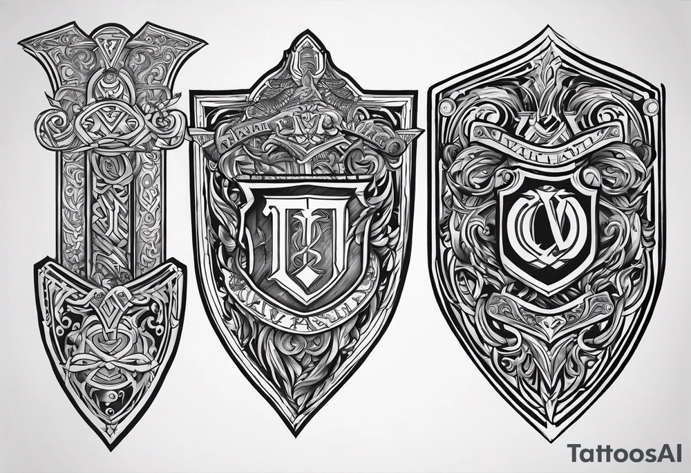 Valhalla shield  steps sword tattoo idea
