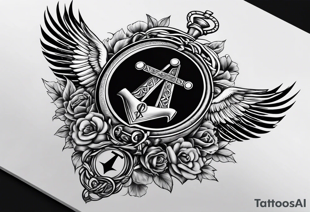 Masonic staff of caduceus tattoo idea