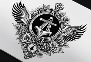 Masonic staff of caduceus tattoo idea