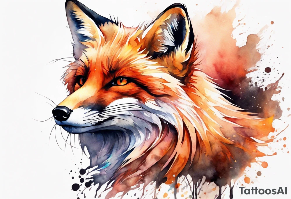 Watercolor fox tattoo idea