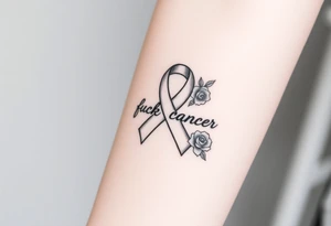 Pretty  Cancer ribbon that says "fuck cancer"with roses tattoo idea