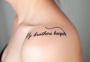 A microphone cords writing the words “My brothers keeper” tattoo idea