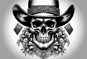 cowboy skull smoking a cigarette tattoo idea