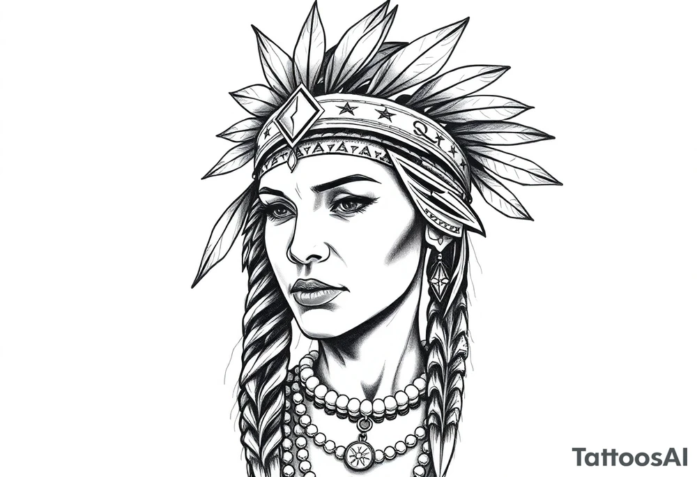 Female Native American tattoo idea