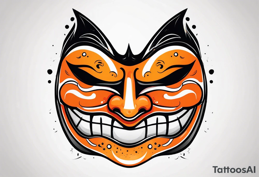 Crying mask that is orange and black tattoo idea