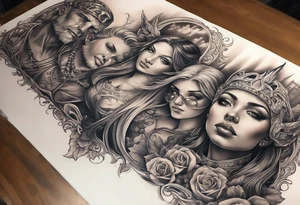 heaven with angels, hell with demons, full arm sleeve tattoo idea