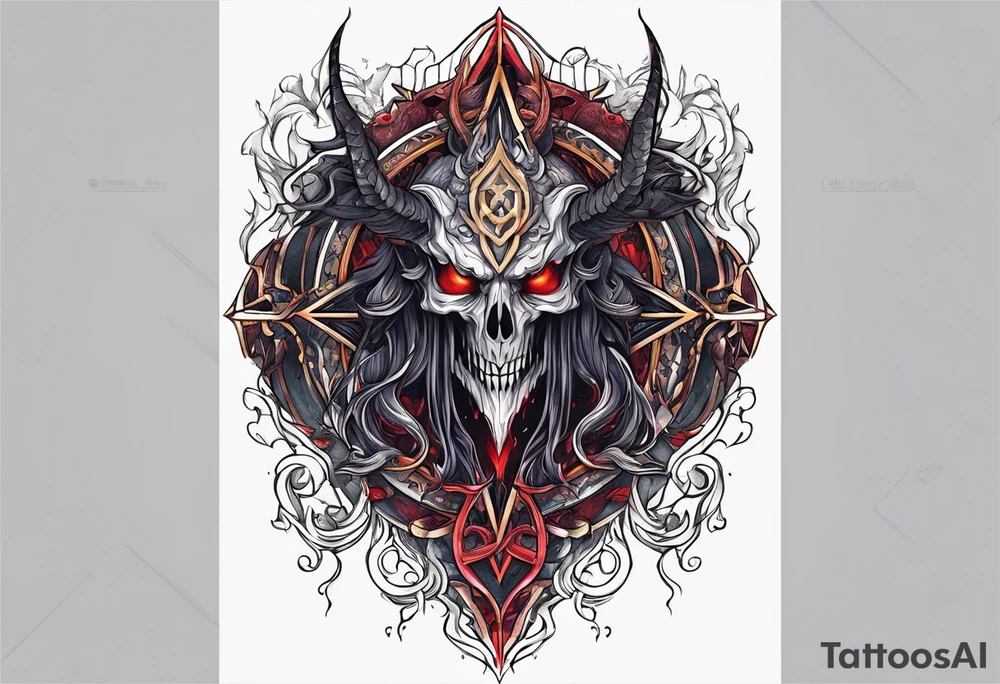 Eldritch god with bloodborne hunter's mark tattoo idea