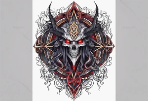 Eldritch god with bloodborne hunter's mark tattoo idea