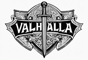 Valhalla steps shield sword tattoo idea