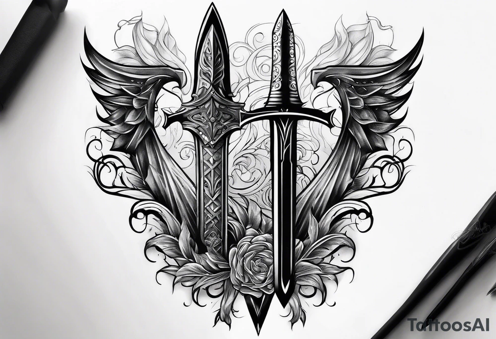 dagger inside shadow cloak tattoo idea