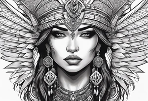 valkrye, kali, pirate, goddess, native american, zen, left side face, chest, wing tattoo idea