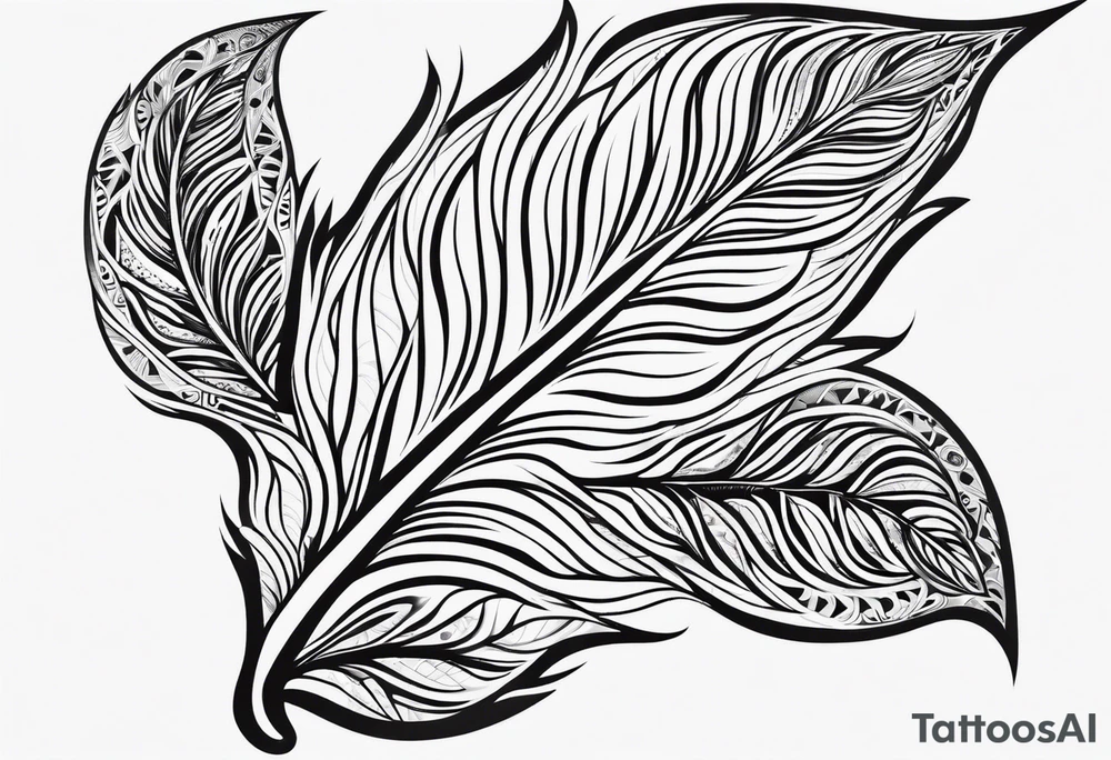 pointed leaf, with maori style tattoo idea