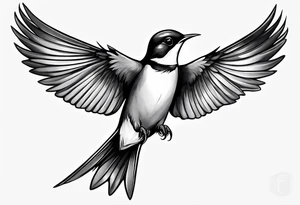 realistic swallow with open wings tattoo idea