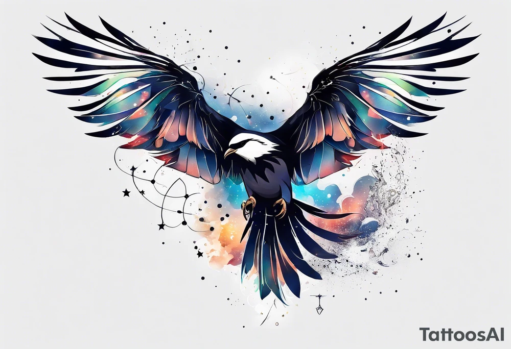 Constellation, bird wing , animal, snow , cross tattoo idea