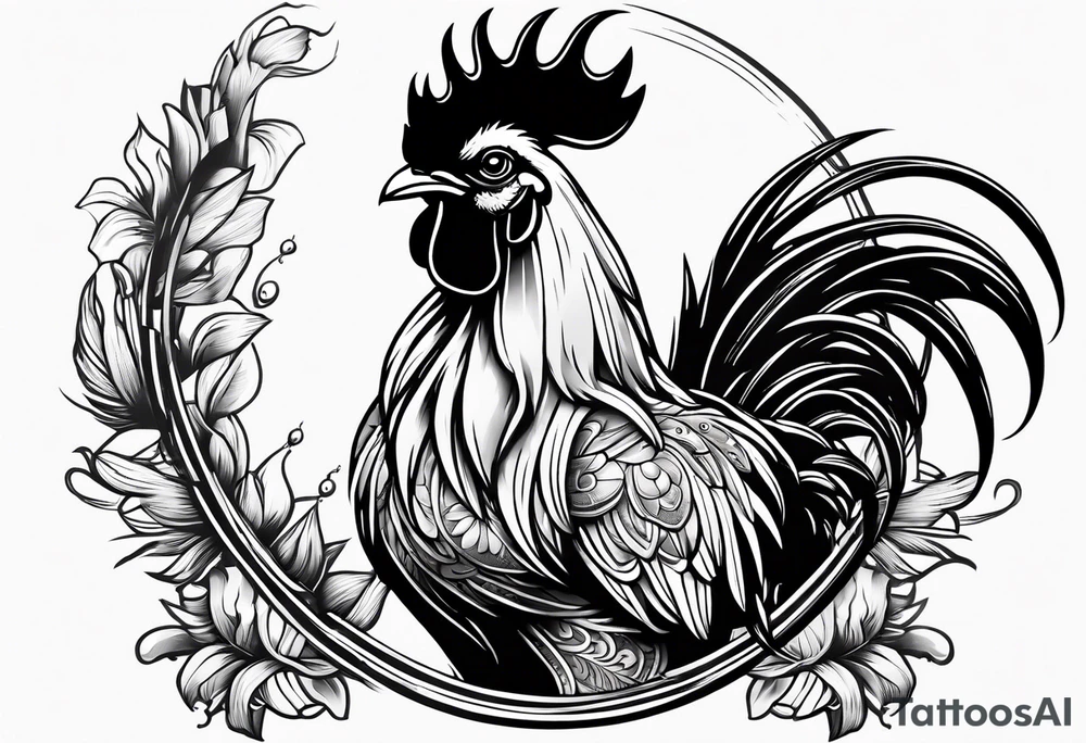 rooster holding a machine gun tattoo idea