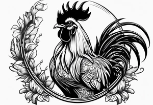 rooster holding a machine gun tattoo idea