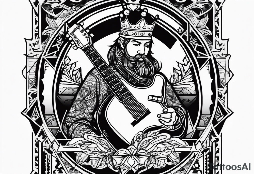 King of ace playing guitar cards tattoo idea