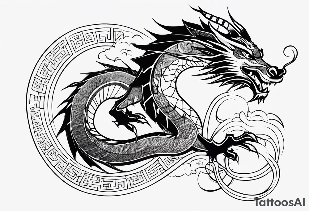 dragon with hieroglyphics tattoo idea