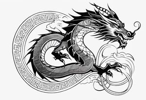 dragon with hieroglyphics tattoo idea