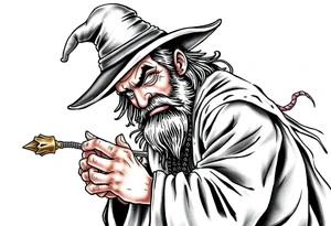 Guy exploring witch supplies tattoo idea