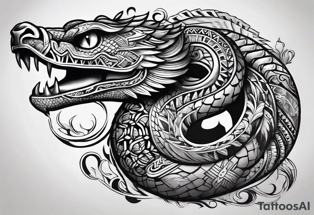 aztec snake sleeve tattoo idea