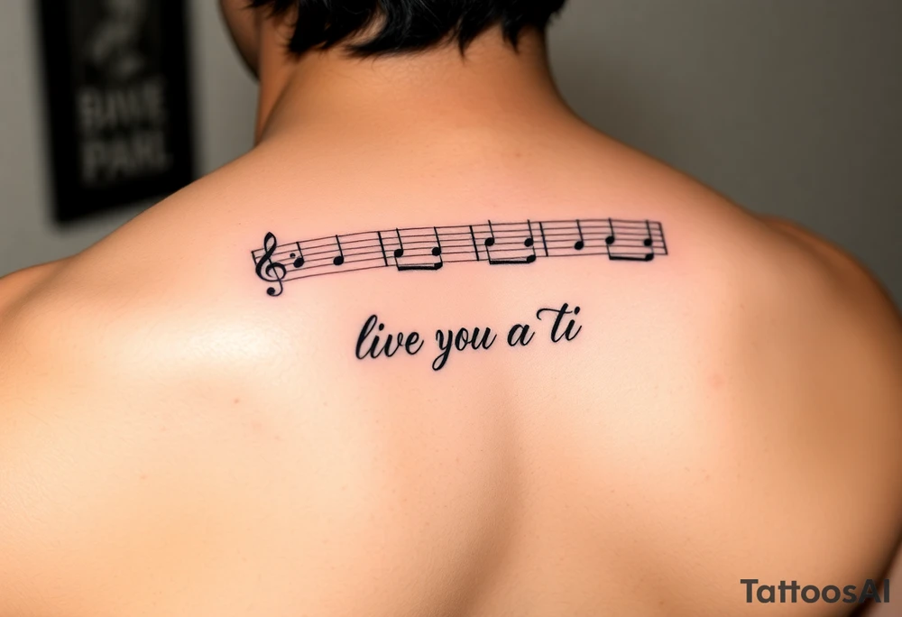 sheet music with the beginning of Santana's song samba pa ti with the phrase live your lyrics and fancy cursive between the top and bottom staves tattoo idea