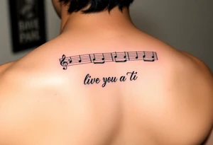 sheet music with the beginning of Santana's song samba pa ti with the phrase live your lyrics and fancy cursive between the top and bottom staves tattoo idea