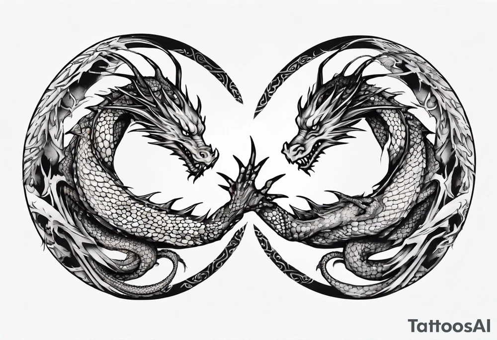 two dragons meeting to make a yin yang tattoo idea