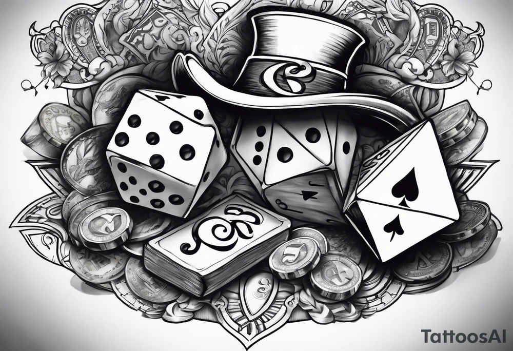 spades and dice and money tattoo idea