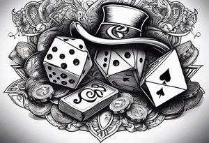 spades and dice and money tattoo idea