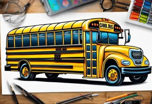 school bus with wings tattoo idea