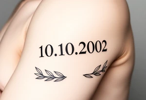 roman numerals of 10.10.2002 in laurel crown in an ancient roman styles tattoo idea