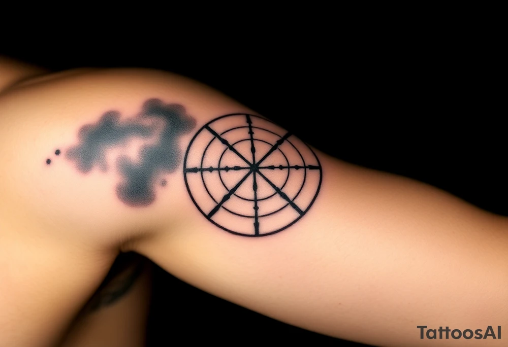 scope crosshairs with eerie fog in background tattoo idea