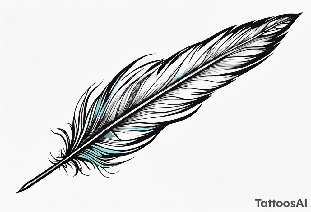 pen wrapped in feather tattoo idea