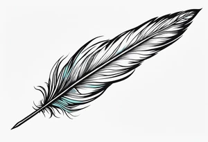 pen wrapped in feather tattoo idea