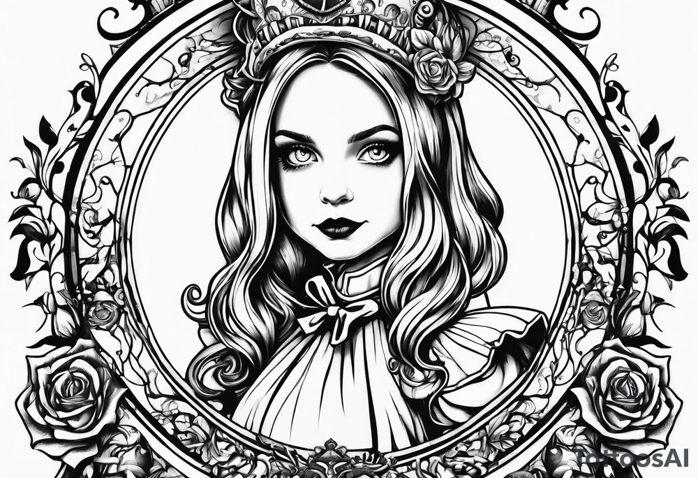 Alice in wonderland, Alice solo facing the viewer tattoo idea