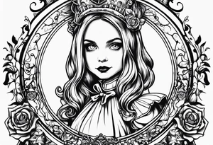 Alice in wonderland, Alice solo facing the viewer tattoo idea