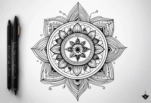 Mandala tattoo with music notes tattoo idea