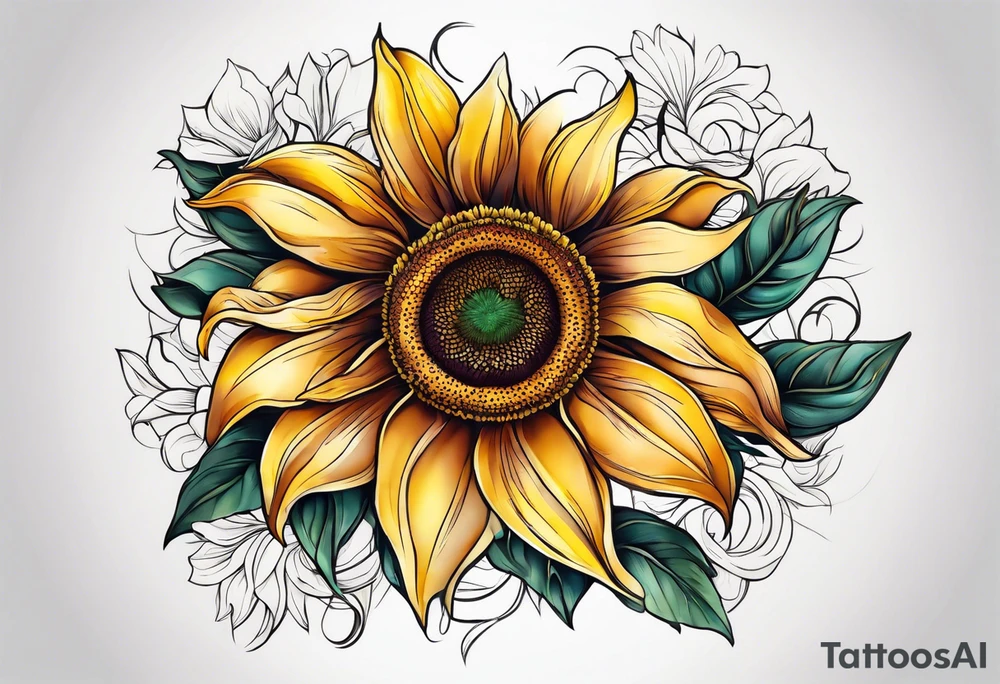 sunflower lily rose tattoo idea