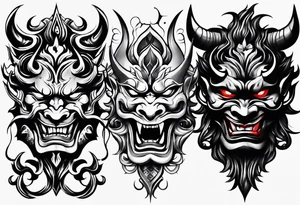 half Oni Mask on tricep tattoo idea