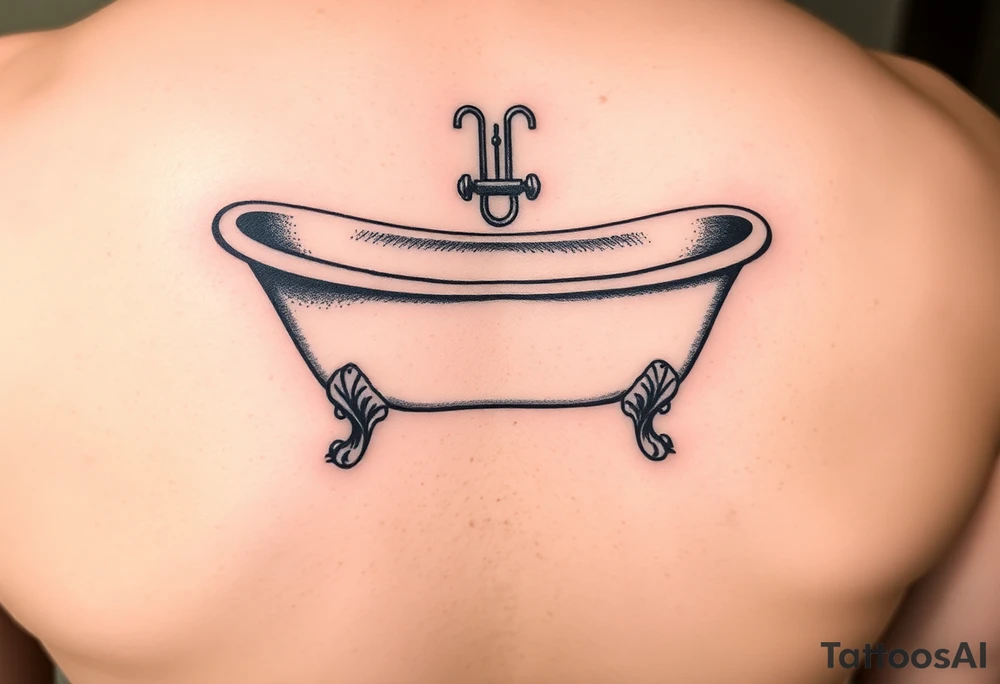 clawfoot bathtub with visible bathroom floor and light on the floor tattoo idea