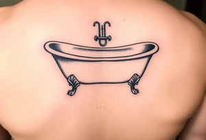 clawfoot bathtub with visible bathroom floor and light on the floor tattoo idea