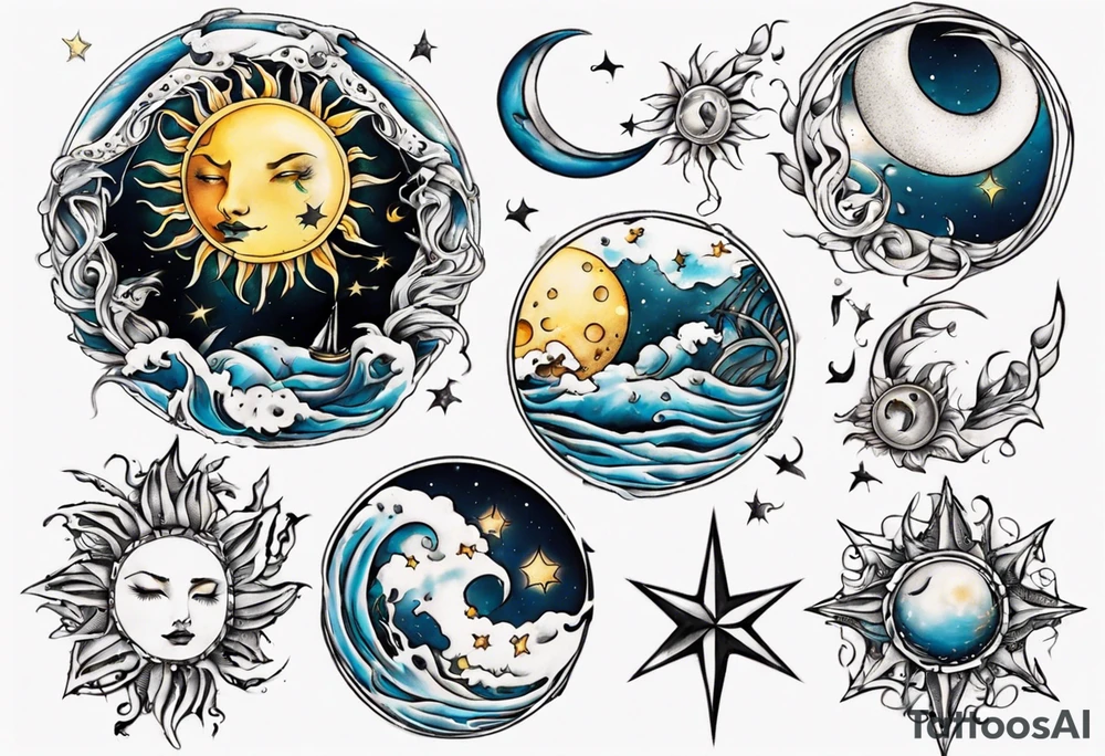 wasser sonne und mond tattoo idea